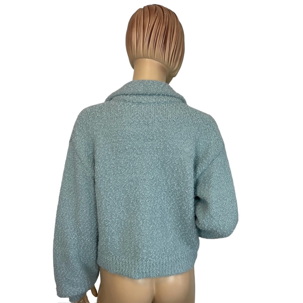 Mable Blue 'Ruthy' Fuzzy Blue Short Cardigan Sweater Medium - Picture 5 of 8